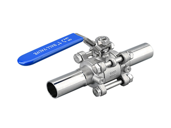 Extended Welded end 3pc stainless steel sanitary ball valve