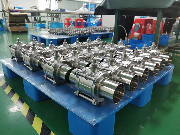 Extended Welded end 3pc stainless steel sanitary ball valve