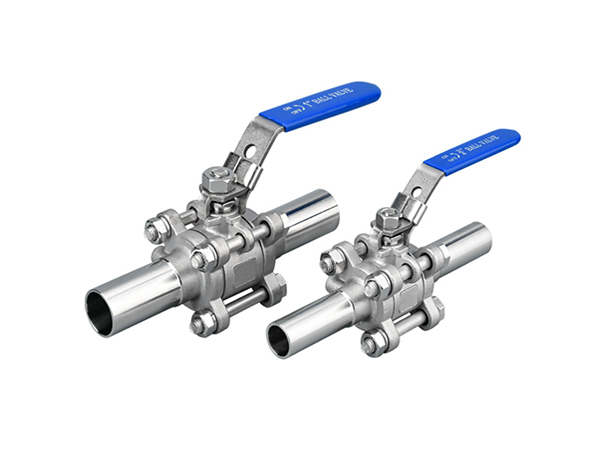 Extended Welded end 3pc stainless steel sanitary ball valve