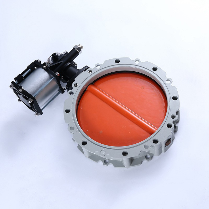 Pneumatic dust butterfly valve double flange wear