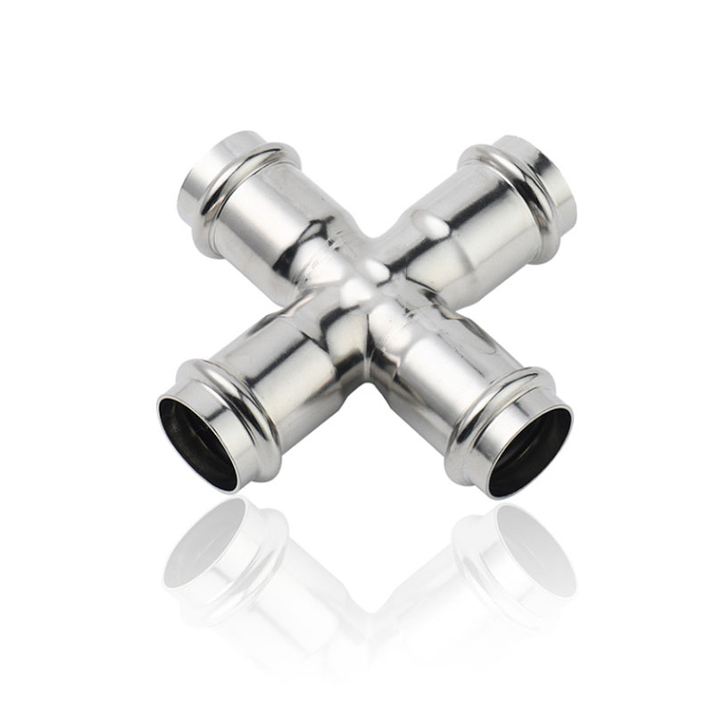 Custom double clamp pressure type equal diameter cross stainless steel water pipe cross