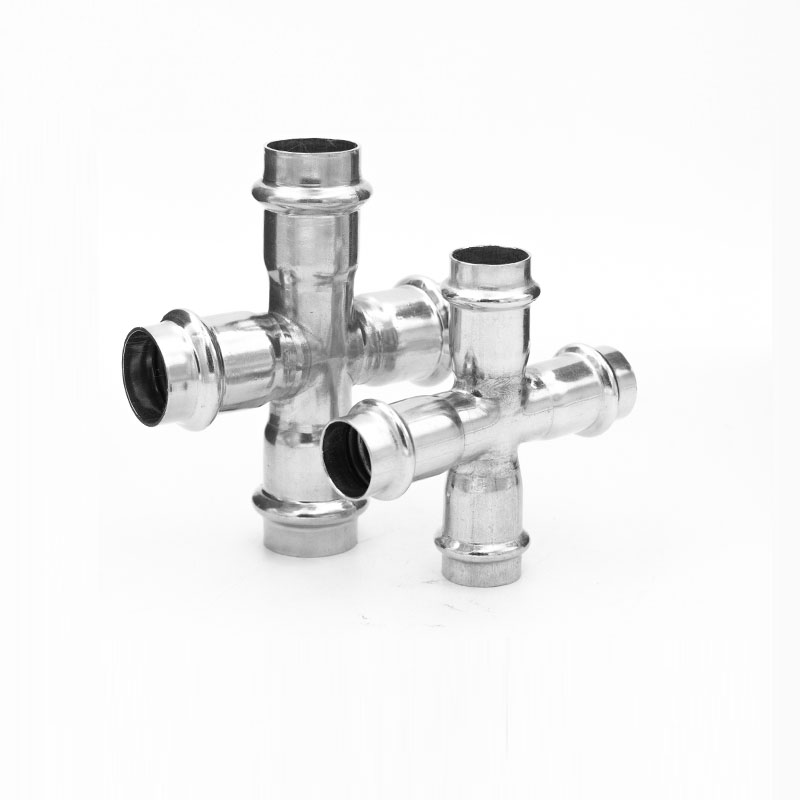 Custom double clamp pressure type equal diameter cross stainless steel water pipe cross