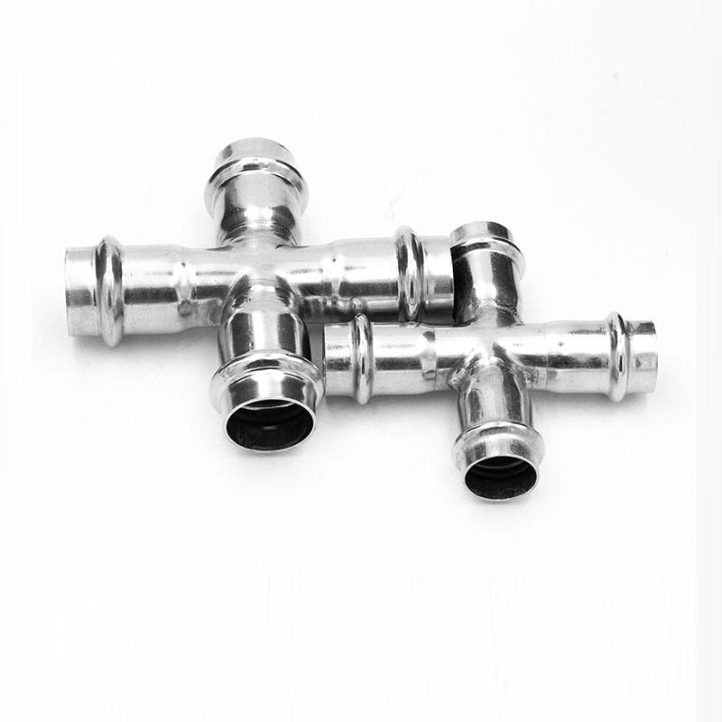 Custom double clamp pressure type equal diameter cross stainless steel water pipe cross