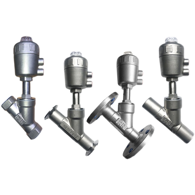 stainless steel flange connection  pneumatic angle seat valve