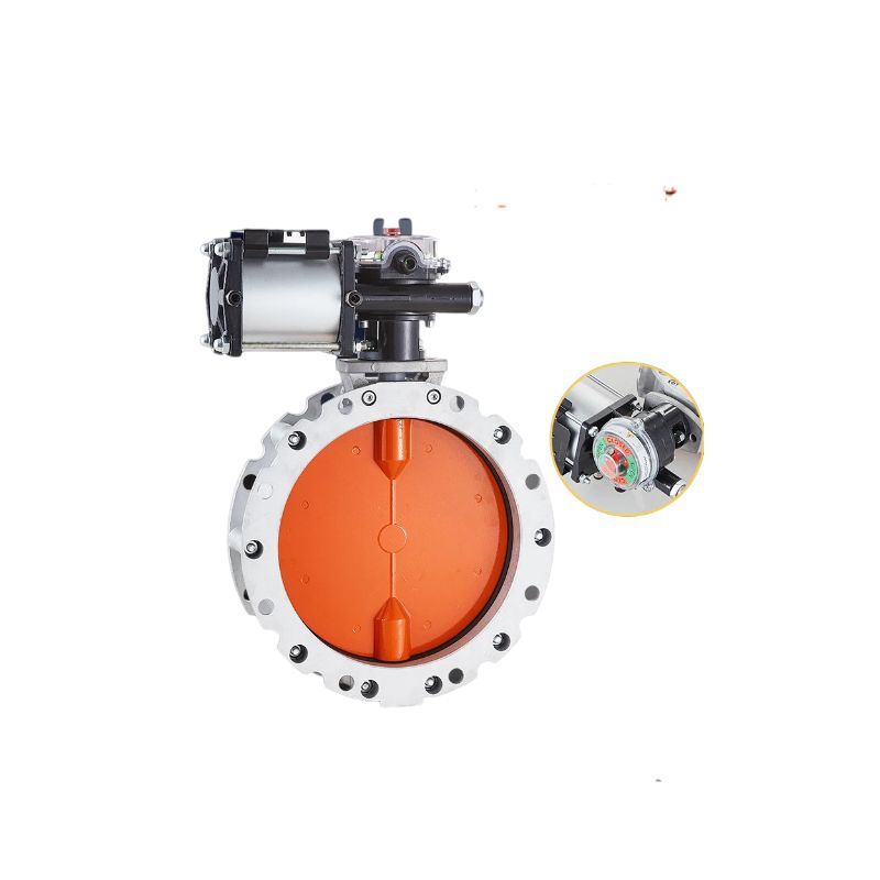 Pneumatic dust butterfly valve double flange wear