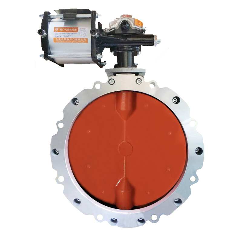 Pneumatic dust butterfly valve double flange wear