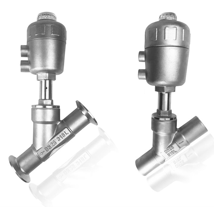 stainless steel flange connection  pneumatic angle seat valve